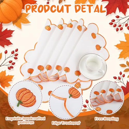 Qinyoung 6 Pcs Fall Pumpkin Placemats Orange Table Placemats, 13.8 inch - size: 13.8 Inches, style: Pumpkin
