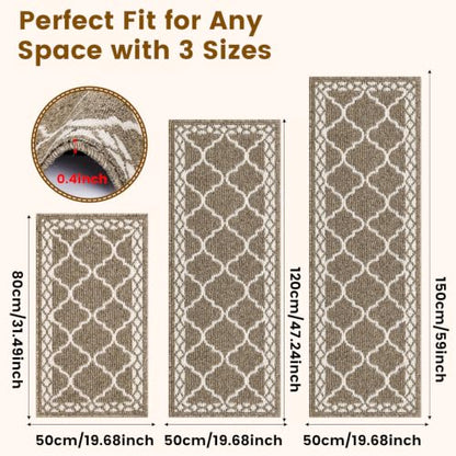 3 Piece Kitchen Rugs, Non Slip Waterproof Mats for Home(Brown) - color: Brown, size: 3-SET