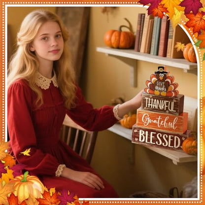 4 Pcs Thanksgiving Decor for Home Thankful Turkey Table Centerpiece Signs - style: Cute Turkey