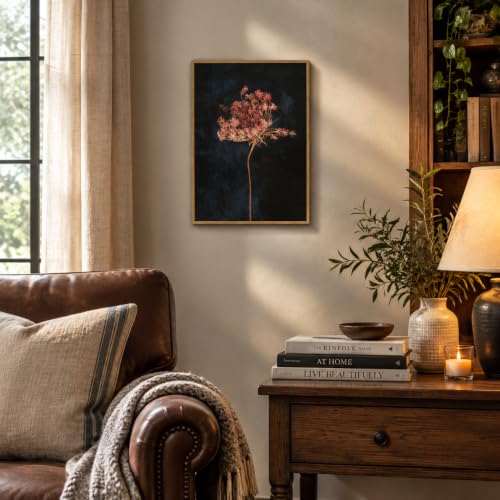Moody Botanical Flower Canvas Wall Art 8x10 inch - color: Radish flower, size: 8"x10" Natural