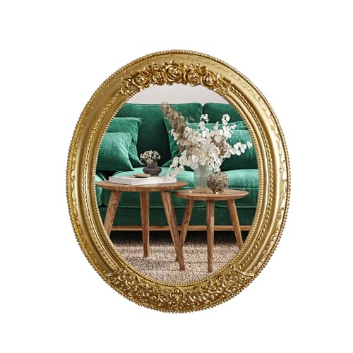 Oval 11.8x10 inch Resin Vintage Mirror - color: Gold