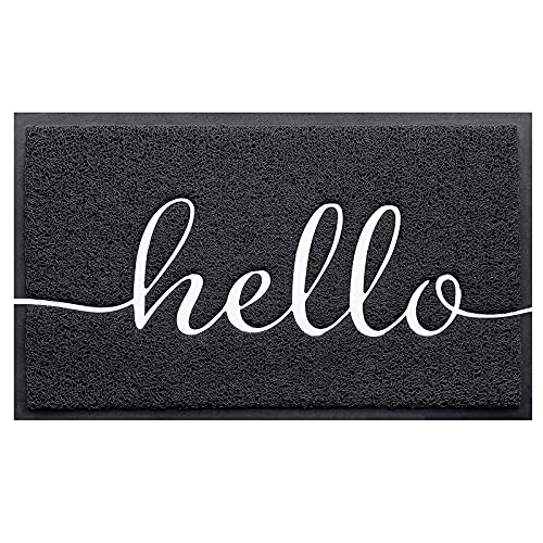 Door Mat Welcome Mat Floor Mat for Entryway, Patio, High Traffic Areas - color: Black-hello, size: 1'8" x 2'8" (Rectangular)