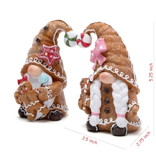 Hodao 2PCS Christmas Gingerbread Couple Gnomes, Swedish Tomte Xmas Decor - color: Brown