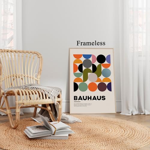 Bauhaus Canvas Wall Art Mid Century Modern Poster Abstract Boho Art Prints Modern Geometric Abstract Minimalist Wall Art Bauhaus Exhibition Poster Minimalist Geometric Painting 16x24in No Frame - color: Colorful Bauhaus