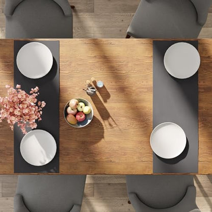Encasa XO Table Runner, Cotton Canvas Dining Runner 13"x36" - color: Grey, size: 13x36 in