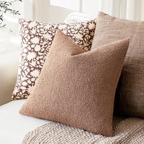 Foindtower Textured Boucle Throw Pillow Covers 16x16 Dusty Orange Hazel - color: Hazel, size: 16" x 16" (Pack of 2)