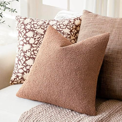 Foindtower Textured Boucle Throw Pillow Covers 16x16 Dusty Orange Hazel - color: Hazel, size: 16" x 16" (Pack of 2)