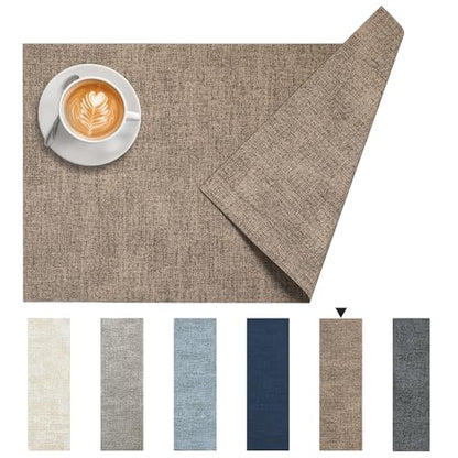 DOLOPL Placemats Set of 12, Reversible Faux Leather Place Mats, Brown - color: Brown, size: Set of 12