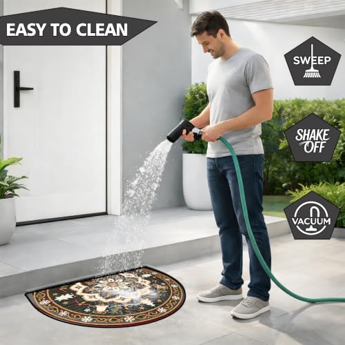 Christmas Half Round Door Mat 24"x36", Non-Slip Indoor Entryway Rug - color: Multicolor-11