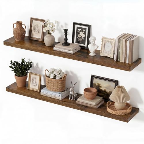Vivelove Brown Floating Shelves 40 x 8 Inch, 8 Inch Deep Shelf, Set of 2 - color: Rustic Brown, size: 40"Wx8"Dx1.4"H