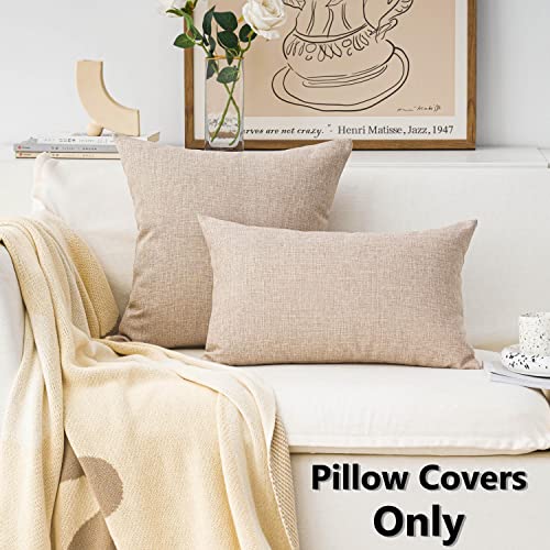 Home Brilliant Linen Burlap Throw Pillow Covers for Couch Sofa Beige Cream Pillow Covers 16x16, Set of 2, Light Linen - color: Light Linen, size: 16" x 16" (Pack of 2)