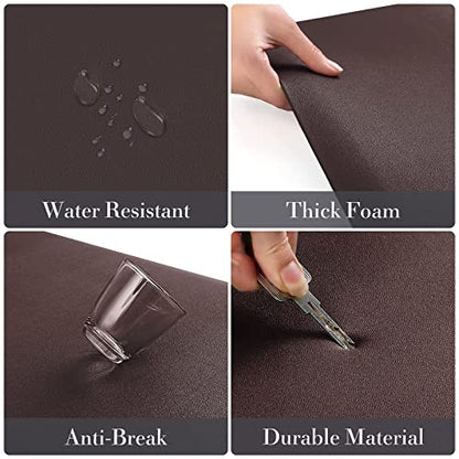 HappyTrends 2 PCS Kitchen Mat Cushioned Anti-Fatigue Floor Mat, - color: Chocolate, size: 20"x30"+20"x47"