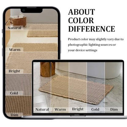 JIUZHEN Set of 2 Waffle Bath Mats Boho Bath Rugs 16"x24"+20"x32", Brown - color: Brown, size: 16"x24" + 20"x32"