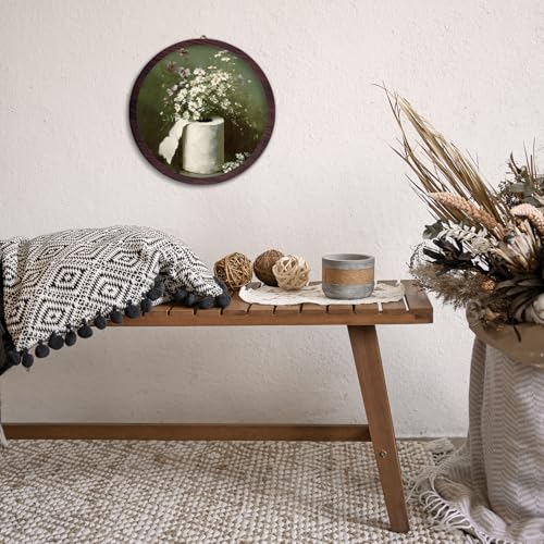 XDFVL Vintage Botanical Toilet Paper Bathroom Wall Art Decor, Daisy Floral Cottagecore Framed Hanging Wooden Prints, Flower Vintage Bath Round Wall Artwork for Bathroom Restroom, 10x10 Inch - color: floral toilet paper