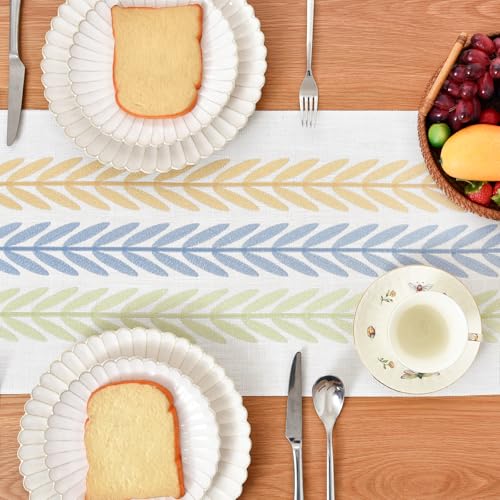 NEWISHER Rustic Farmhouse Embroidered Fall Table Runner 13x72 inch - color: Color Leaf, size: 13x72 Inch