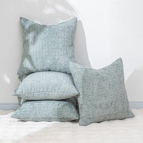 Pack of 4 Throw Pillow Covers 16x16” Boho Cushion Covers for Living Room - color: Aquamarine, size: 16" x 16" (Pack of 4)