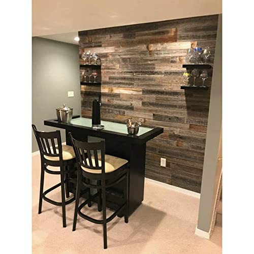 Rockin' Wood Real Wood Peel & Stick Rustic Reclaimed Naturally Weathered Barn Wood Accent Paneling Planks for Walls, 104 Square Feet - size: 104 Square Feet