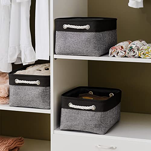 TheWarmHome Storage Basket for Organizing - 1 Pack 14x10x6.7 inch Collapsible Storage Bins for Shelves, Dog Toy Bin for Closet Organizer laundry Gift Cloth Nursery (Grey & Black) - color: Black&Grey, size: Medium -13.8Lx9.8Wx6.7H
