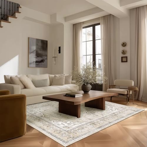 3x5 Washable Area Rugs for Bedroom: Small Entryway Rug Non Slip Boho Carpet - color: Beige White and Black, size: 3' x 5' (Rectangular)
