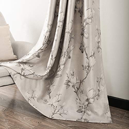 VOGOL Floral Room Darkening Curtains, Grommet Top, 60 x 106, 2 Panels - color: T001c2, size: 60"W x 106"L (Pack of 2)
