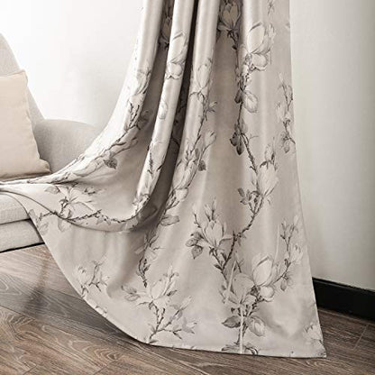 VOGOL Floral Room Darkening Curtains, Grommet Top, 60 x 106, 2 Panels - color: T001c2, size: 60"W x 106"L (Pack of 2)