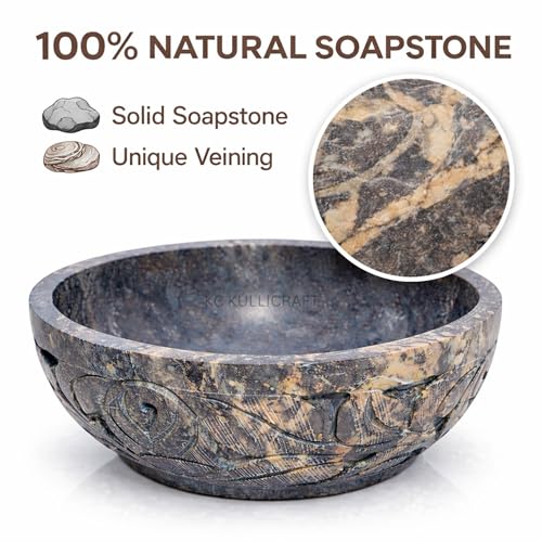 Marble Soapstone Smudge Pot Stone Bowl, 5 Inch