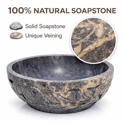 Marble Soapstone Smudge Pot Stone Bowl, 5 Inch
