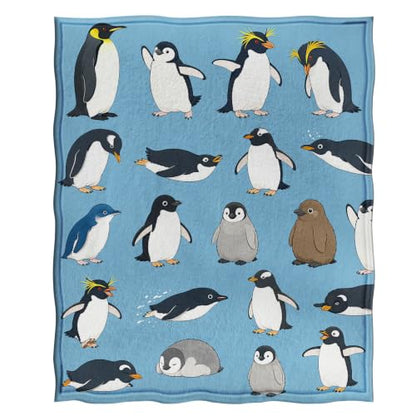 Jekeno Penguin Blue Throw Blanket 60"x80", Gifts for Women Girls - color: Blue White, size: 60"x80"