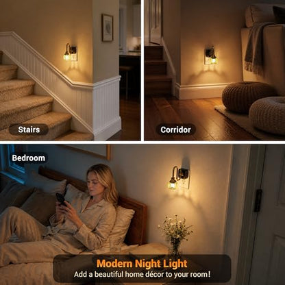JandCase Night Light, Night Lights Plug into Wall Green Tulip 2 Pack - color: Green Tulip