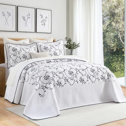 100% Cotton Oversized King Bedspread 120x120, Navy White - color: White/Navy Blue, size: King/Cal King(120"x120")