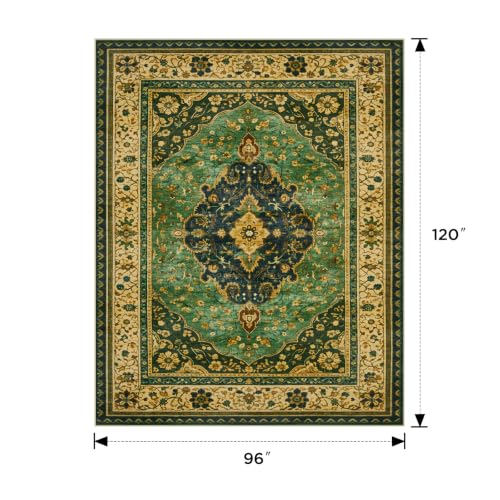 Joydeco Large Area Rugs for Living Room, Boho Non Slip Bedroom Rugs 8x10 - color: Green/Beige, size: 8' x 10' (Rectangular)