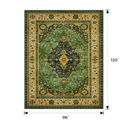 Joydeco Large Area Rugs for Living Room, Boho Non Slip Bedroom Rugs 8x10 - color: Green/Beige, size: 8' x 10' (Rectangular)