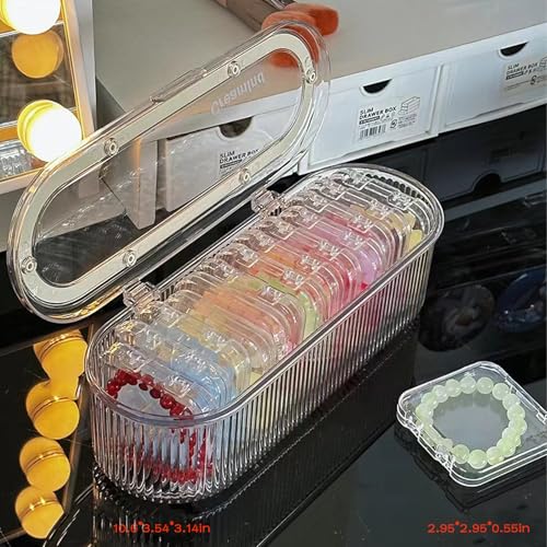 Acrylic Jewelry Storage Box - Portable Clamshell Box + 13 Small Boxes, Transparent Dust-Proof and Moisture-Proof Jewelry Finishing Box, Suitable for Bracelets, Necklaces and Earrings Storage