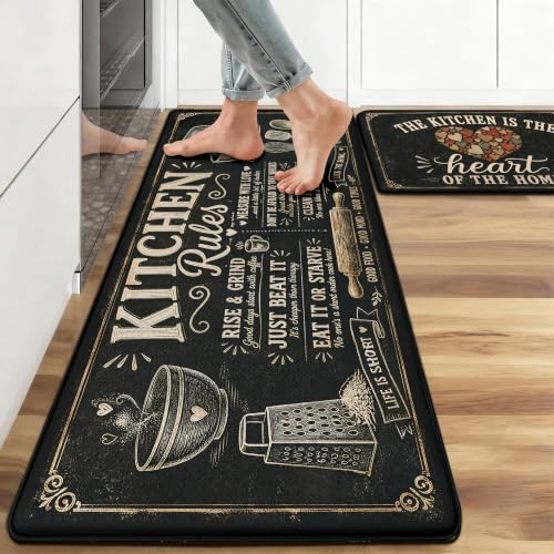 Kitchen Rugs for Floor 2 Pcs Memory Foam Padded Anti Fatigue Kitchen Mat - color: I Love My