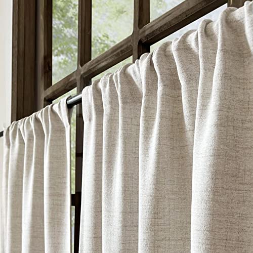 Faux Linen Cafe Curtains for Windows, 36 Inch Length, Natural, Set of 2 - color: Natural, size: 27"W x 36"L (Pack of 2)