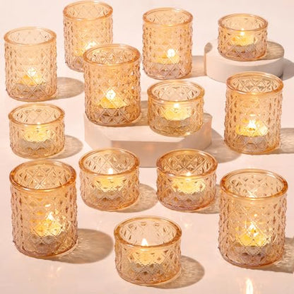 36 Pcs Assorted Gold Votive Candle Holders, Gold Tea Lights Candles Holders - color: Gold