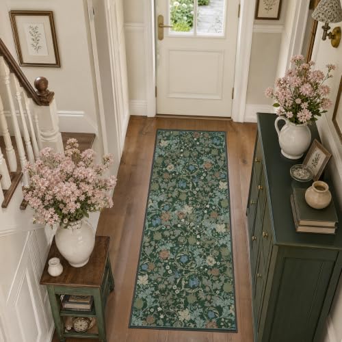 Deerly Hallway Runner Rug 2x6, Washable Kitchen Rug Non Slip, Forest Green - color: Green, size: 2'x6'