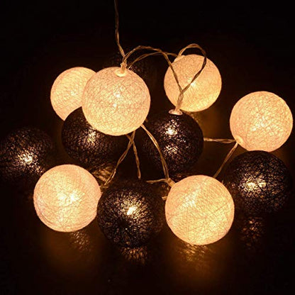 3M/10Ft 30 Black White Ball LED Battery Operated String Fairy Light - color: Black White