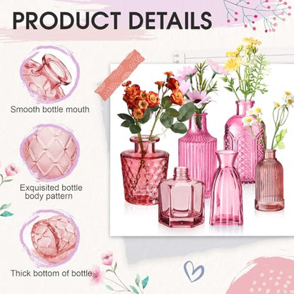 Yaomiao 30 Pcs Glass Bud Vases Centerpieces, Pink Series - color: Pink Series