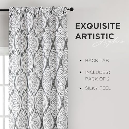 Joydeco Printed Curtains 84 inches Long,Vintage Floral Curtains for Living Room 2 Panels,52 x 84 inch Rod Pocket Thermal Insulated Bohemian Drapes for Bedroom,Dining Room,Grey - color: Gery, size: 52"W x 84"L (Pack of 2)