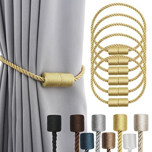 Magnetic Curtain Tiebacks Holdbacks Decorative Tie Backs for Windows Porlau - color: Gold