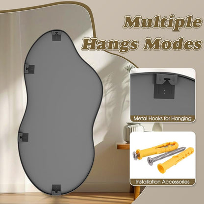 Irregular Wall Mirror 24×40 Inch Black - color: Black, size: 24"L x 40"W