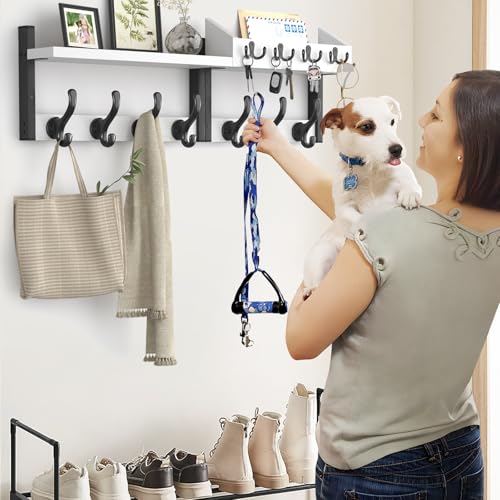 Evermagin 29" Coat Rack Wall Mount with Shelf for Entryway, White - color: White, size: 29 inch