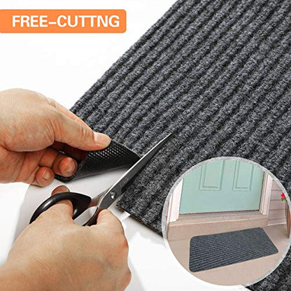 Nuanchu Large Semi Finished Outdoor Mat 16 x 79 Inch(Gray,1 Roll) - color: Grey