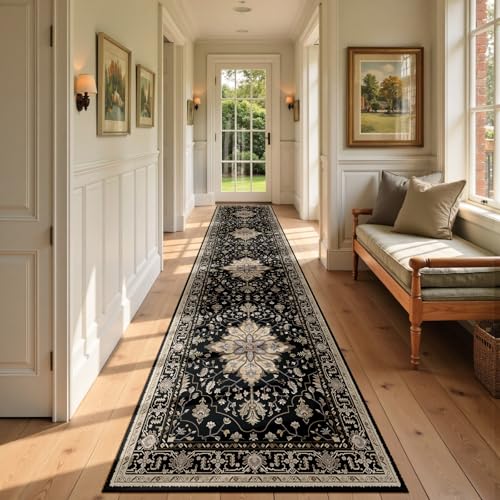 RELEANY Washable Area Rug, Runner 2'x9', Black/Neutral - color: Black/Neutral, size: 2' x 9' (Rectangular)
