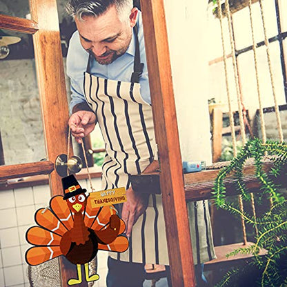 Jetec Thanksgiving Turkey Door Sign Wooden Hanging Plaque Decor,Simple - style: Simple