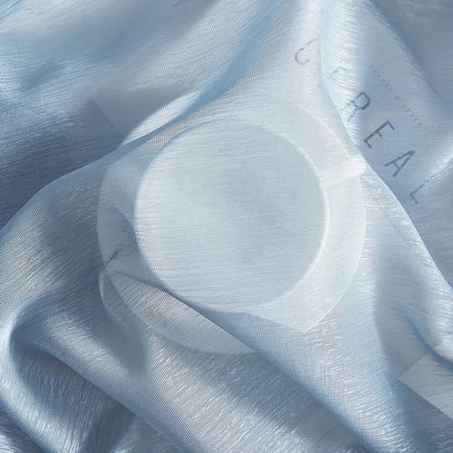 HLC.ME Semi Sheer Grommet Window Curtains, 2 Panels, 54x84 Inch, Dusty Blue - color: Dusty Blue, size: 54"W x 84"L (Pack of 2)