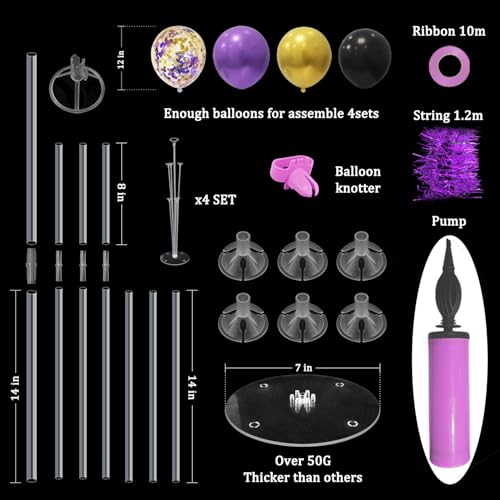 ZJDHPTY Halloween Decorations,4Set Purple Black Gold Balloon Stand Kit - color: Purple Black Gold 4