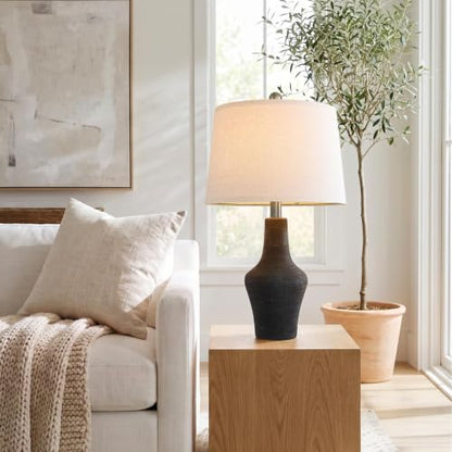 23" Farmhouse Ceramic Table Lamp Modern Bedside Lamps Matte Black - color: 23.25" Single - Matte Black