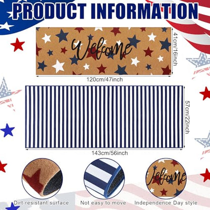 Tinideya 2 Pcs Large 4th of July Layered Doormat Patriotic Front Door Mat - color: Blue, style: 4th of July